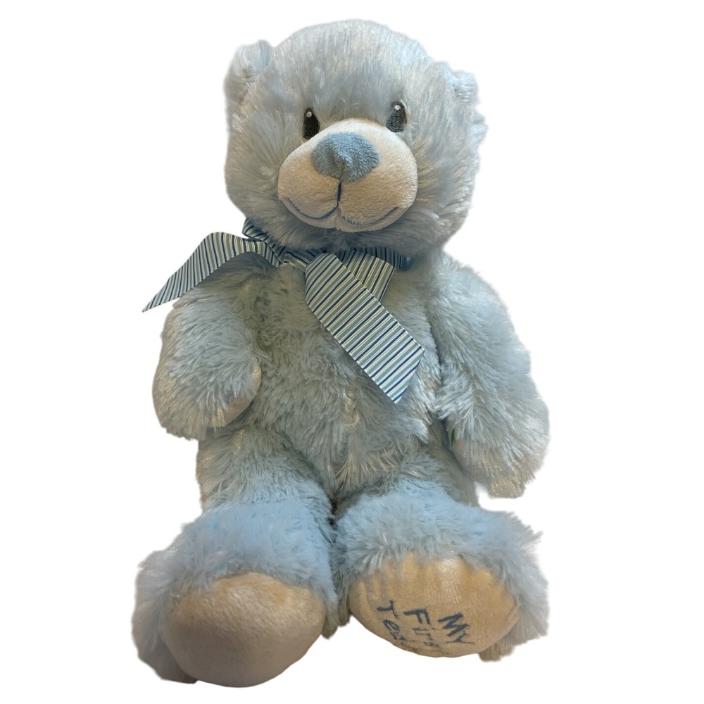 TY Sweet Baby My First Teddy Bear Blue Striped Ribbon Stuffed Animal Toy